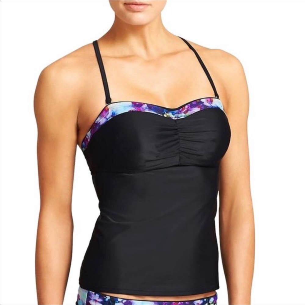 NWT ATHLETA Floral Fade Bandeau Tankini 32D/DD - Picture 3 of 6